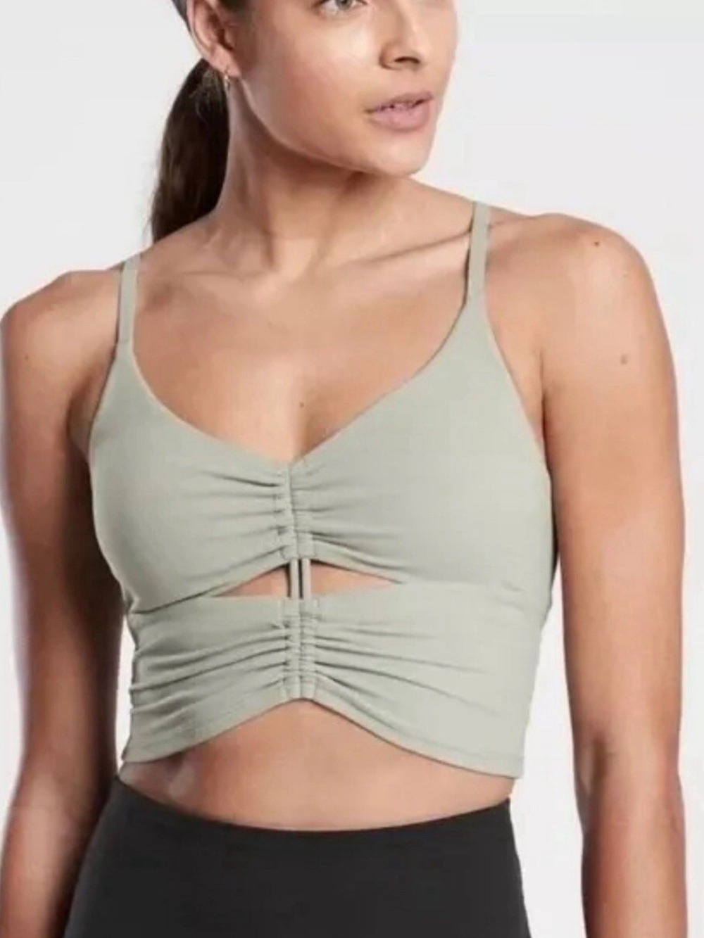 ATHLETA Cinch Longline Bra in Sage Green NWT